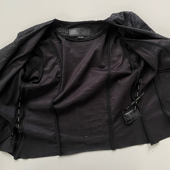 BLANKNYC Black Faux Leather Croc Skin Open Front Waterfall Jacket Size XS - Picture 6 of 9